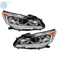 Headlights for Honda Accord (2016–2017) Driver + Passenger Side Halogen DRL Black