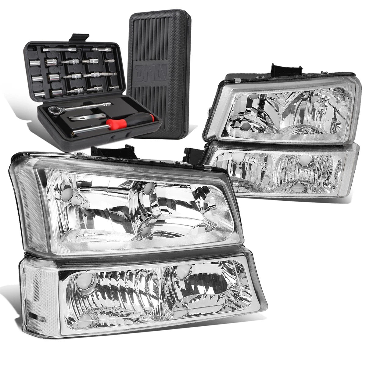 Chrome/Clear Side Headlight Bumper Lamps for Chevy Silverado (2003–2006)