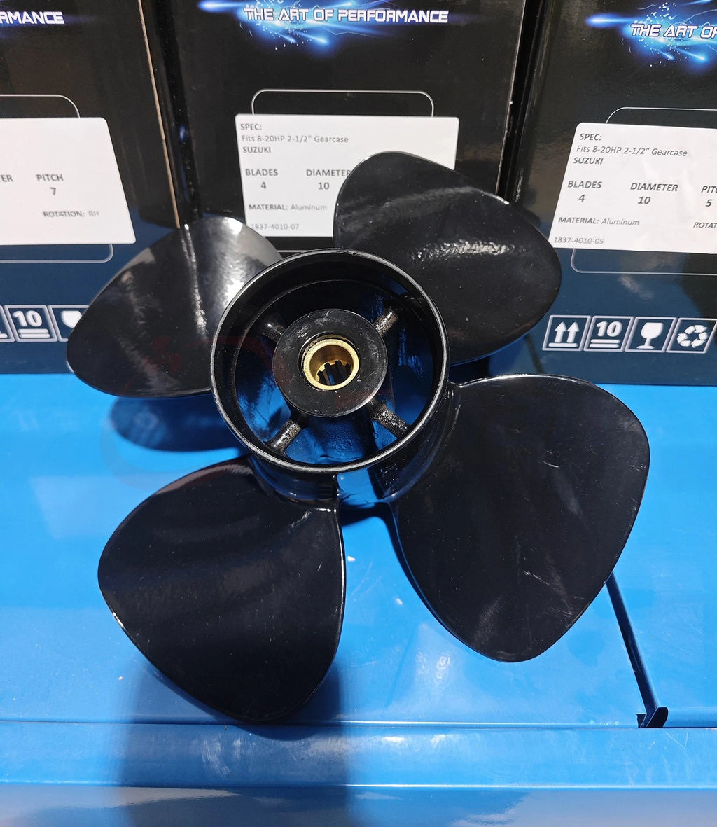 10" x 7" Aluminum Propeller for Suzuki 8-20HP Motor (4 Blades, 10 Tooth)