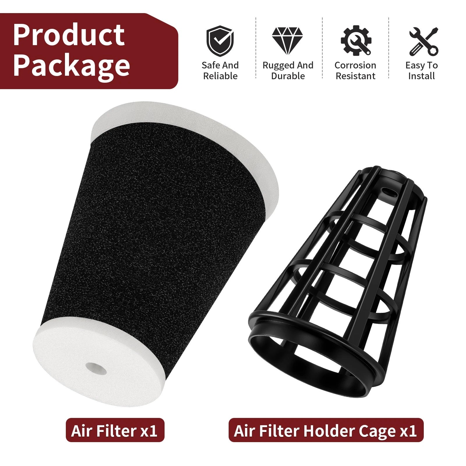 Air Filter + Cage Kit 1RL-14451-00-00 1RL-14458-00-00 for Yamaha BW200 (1986–1988)