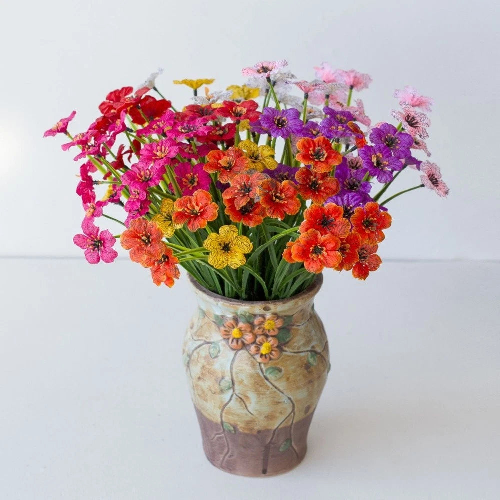 Set of 4 Violet Artificial Flowers 36cm Plastic Stems for Outdoor Decoration