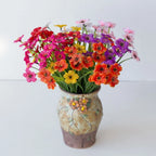 Set of 4 Violet Artificial Flowers 36cm Plastic Stems for Outdoor Decoration