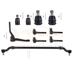 Set of 10 Front Center Link Idler Arm Ball Joints for Dodge D200 D300 D350