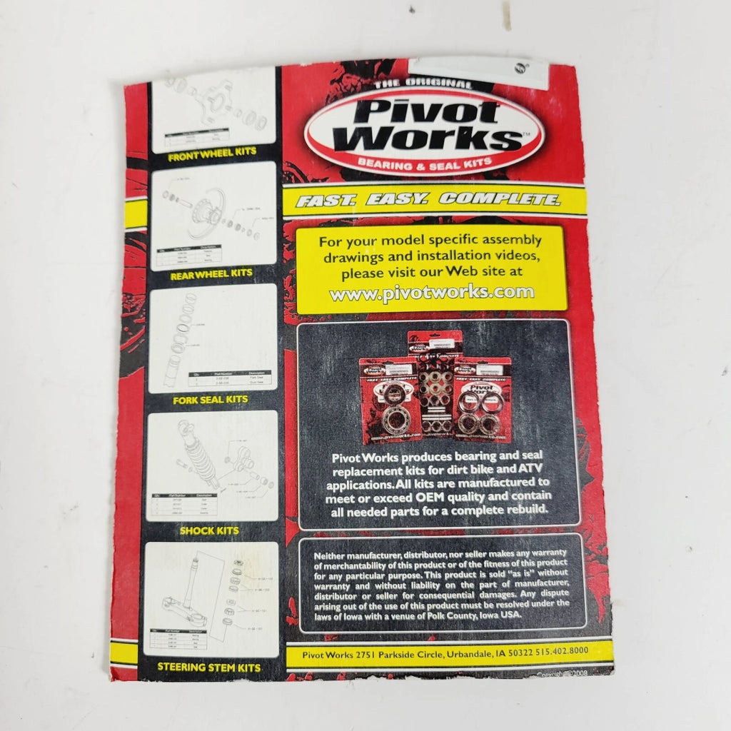 Pivot Works Wheel Bearing Kit PWFWK-T09-521 for KTM 125 EXC (2000–2002)
