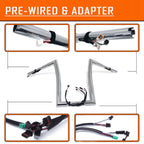 Chrome 12" Rise Prewired Handlebar for Harley Road King FLHR FLHRC (2016–2023)