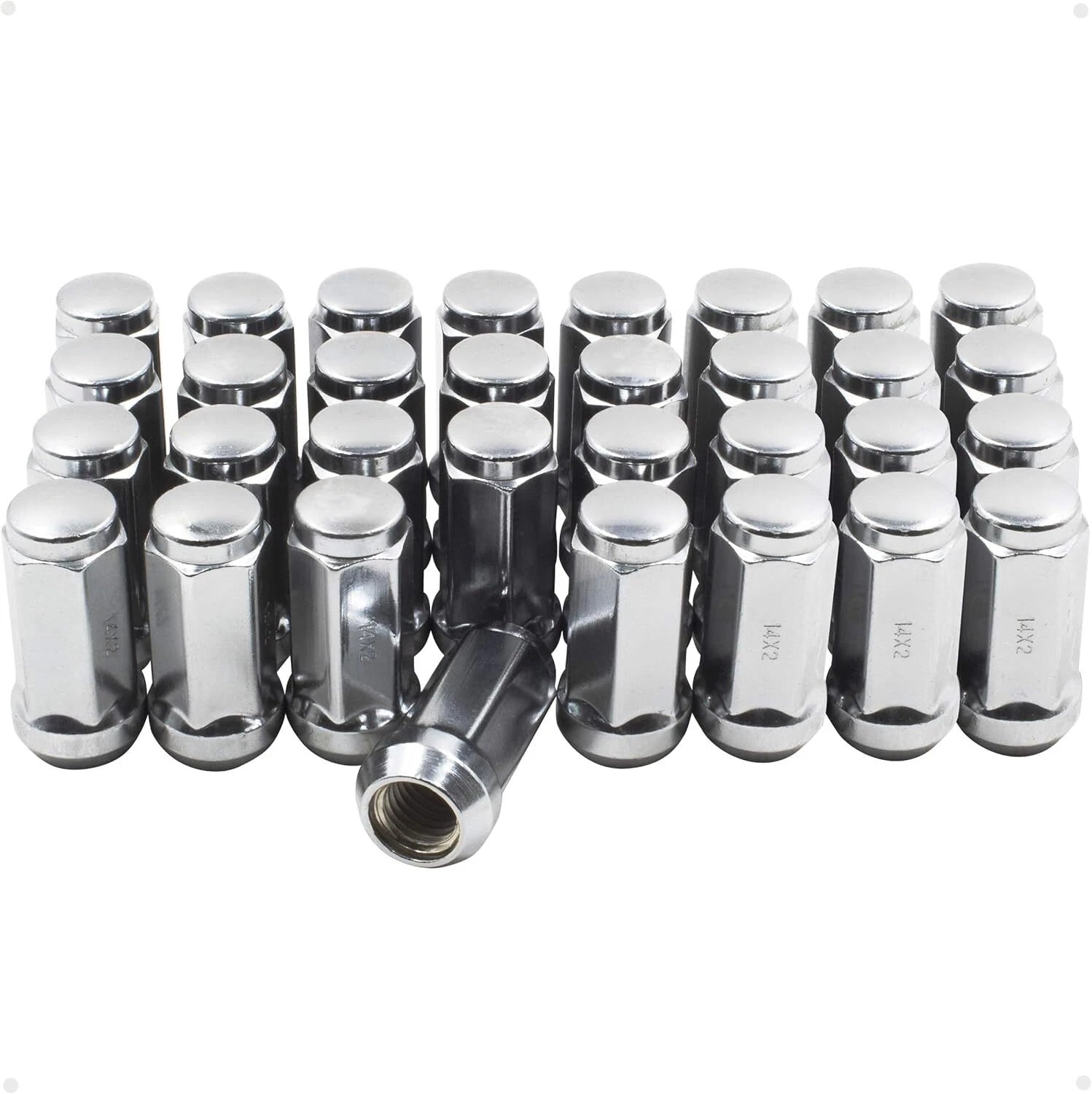 Chrome Lug Nuts M14x1.5 for Chevy Silverado Tahoe Ford (2014–2025)