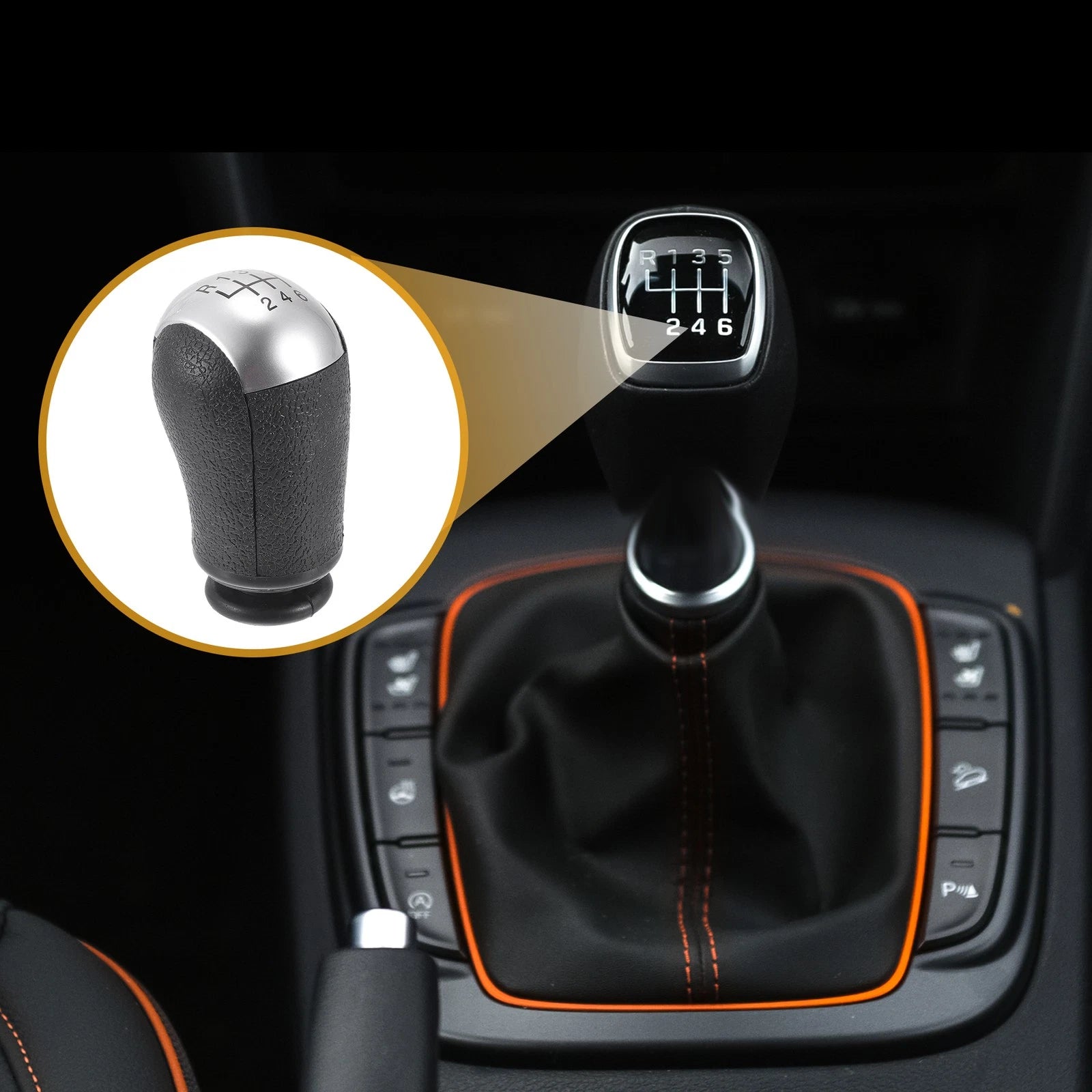 6 Speed Manual Gear Shifter Knob for Ford Focus (2005–2012) Plastic Silver Tone