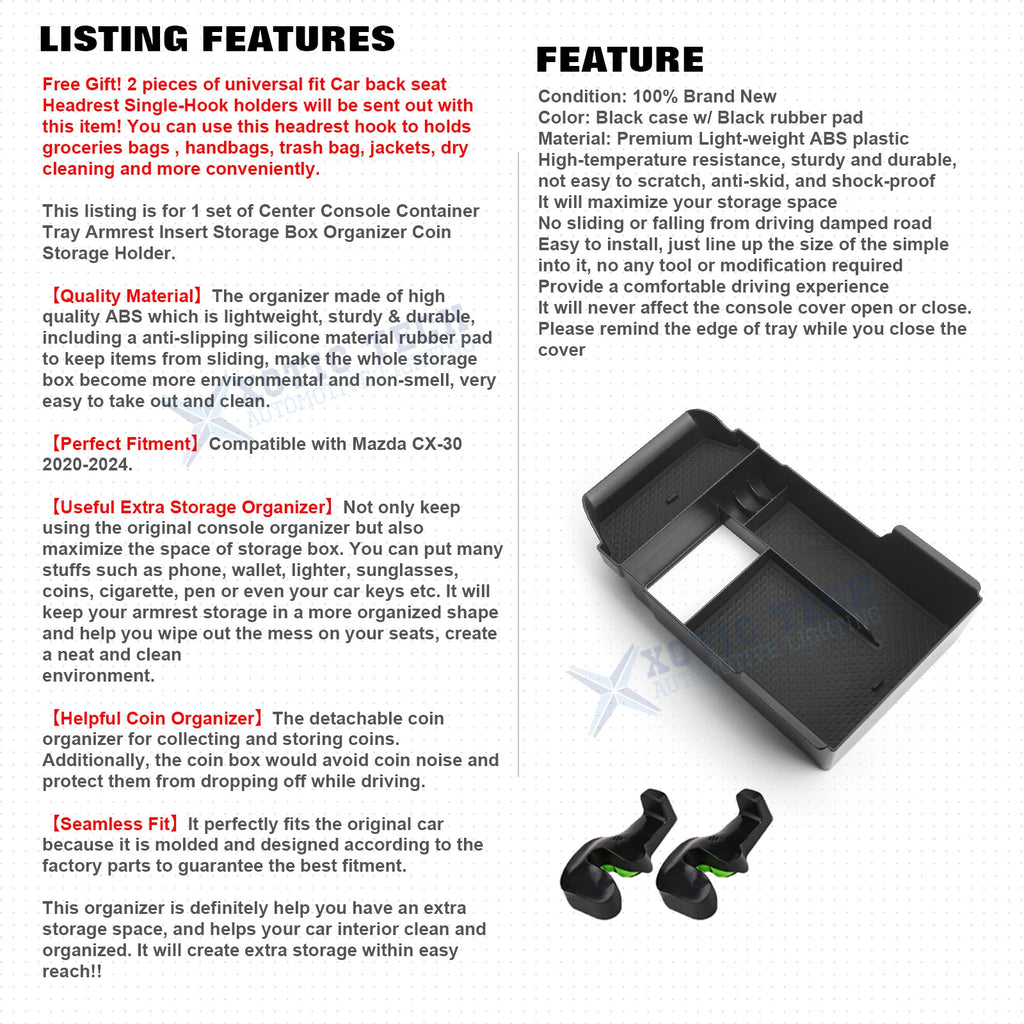 Center Console Organizer Tray for Mazda CX-30 (2020-2026)