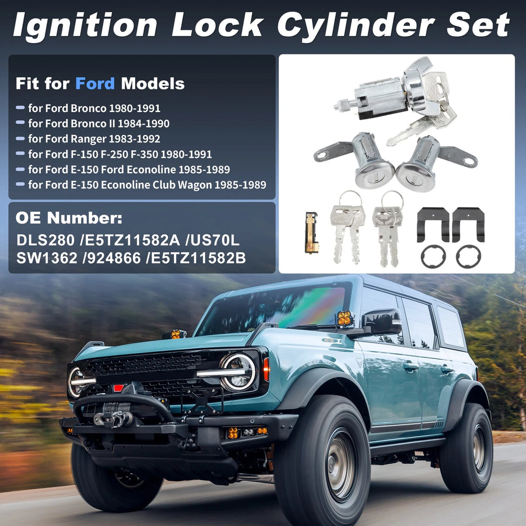 Ignition Lock Cylinder and Door Lock w/ Key DLS280 for Ford Bronco (1980–1991)