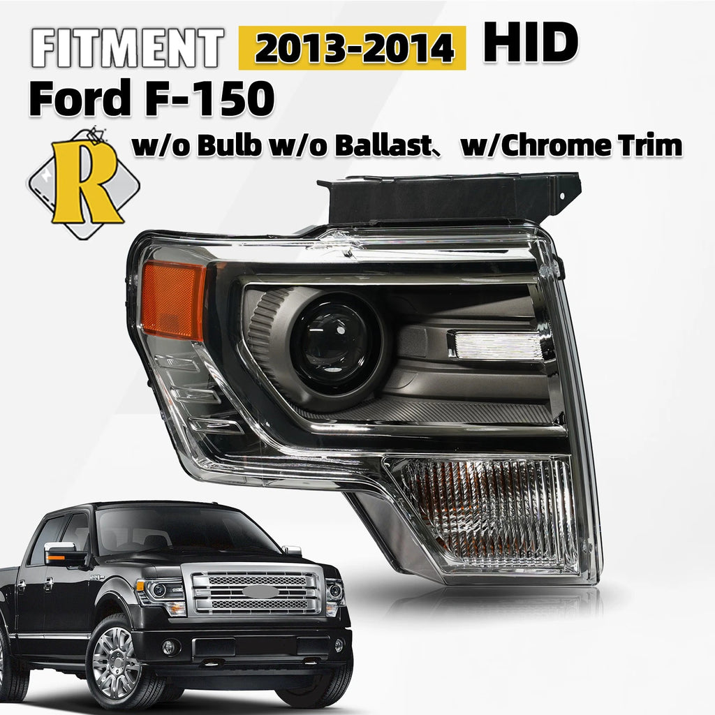 HID/Xenon Headlight for Ford F-150 (2013–2014) Right Side Chrome Trim