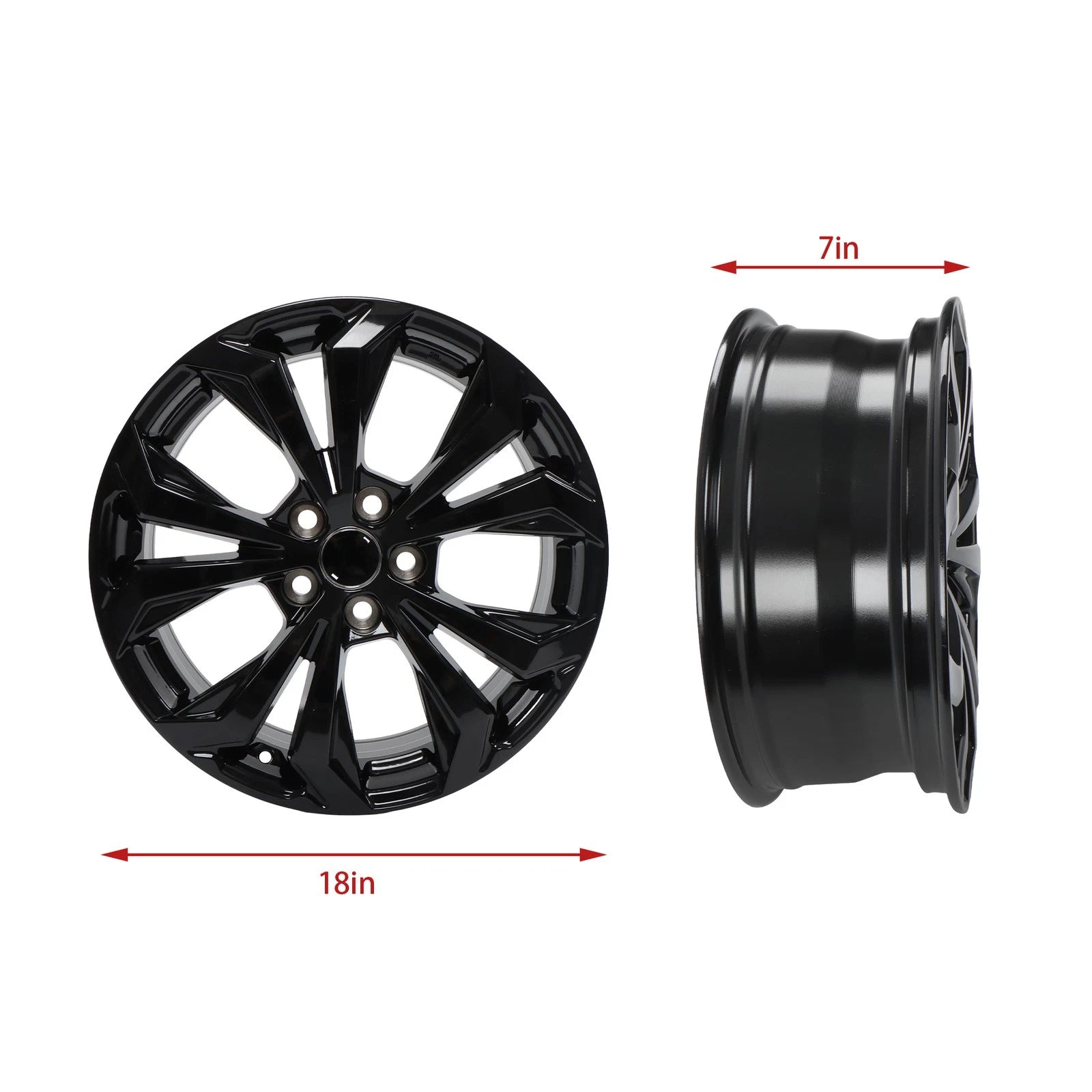 18" x 7" Gloss Black Alloy Wheel Rim for Toyota Rav4 (2022–2025)