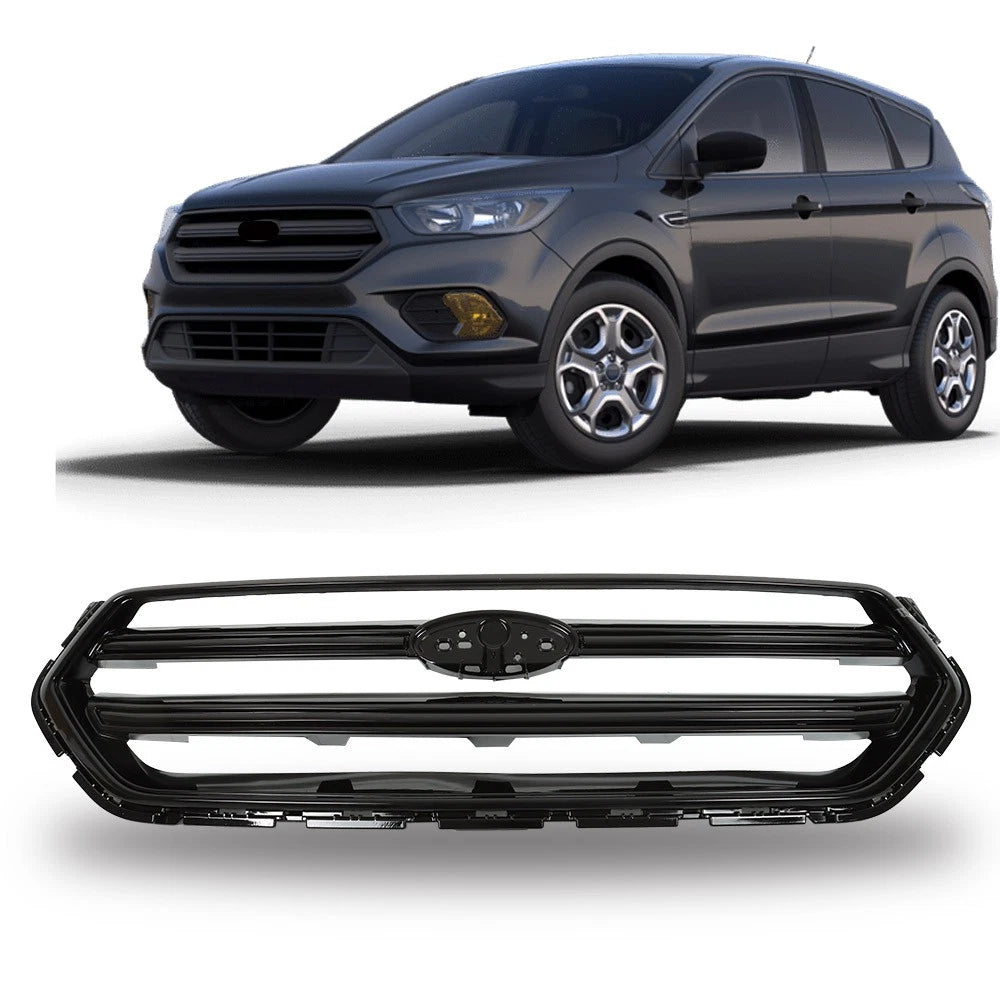 Glossy Black Plastic Front Upper Mesh Grille for Ford Escape (2017-2019)