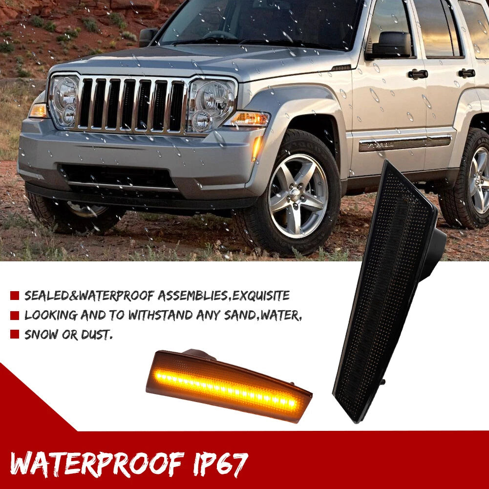 Smoked Lens Amber LED Side Marker Lights for Jeep Liberty (2008–2012)