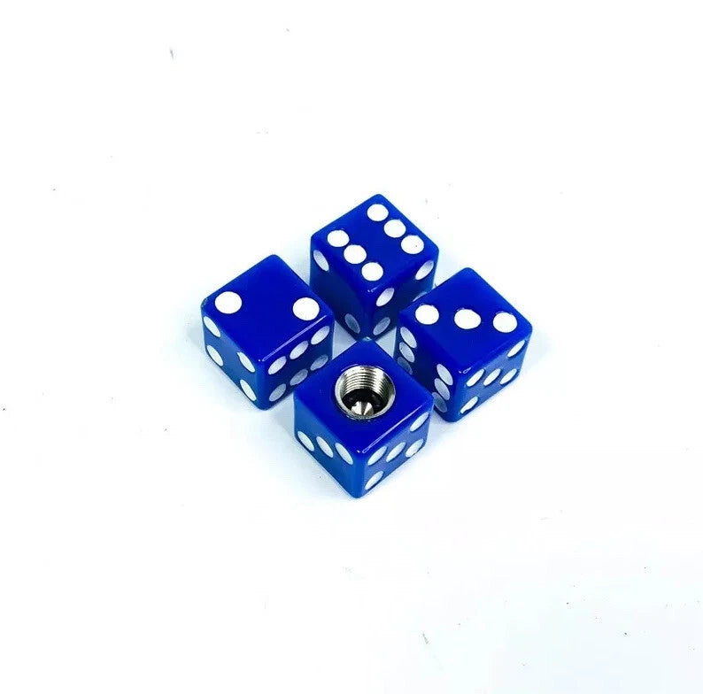 Tire Valve Stem Caps Replacement Set of 4 for Blue White Dice Car Truck ATV (Hot Rod)