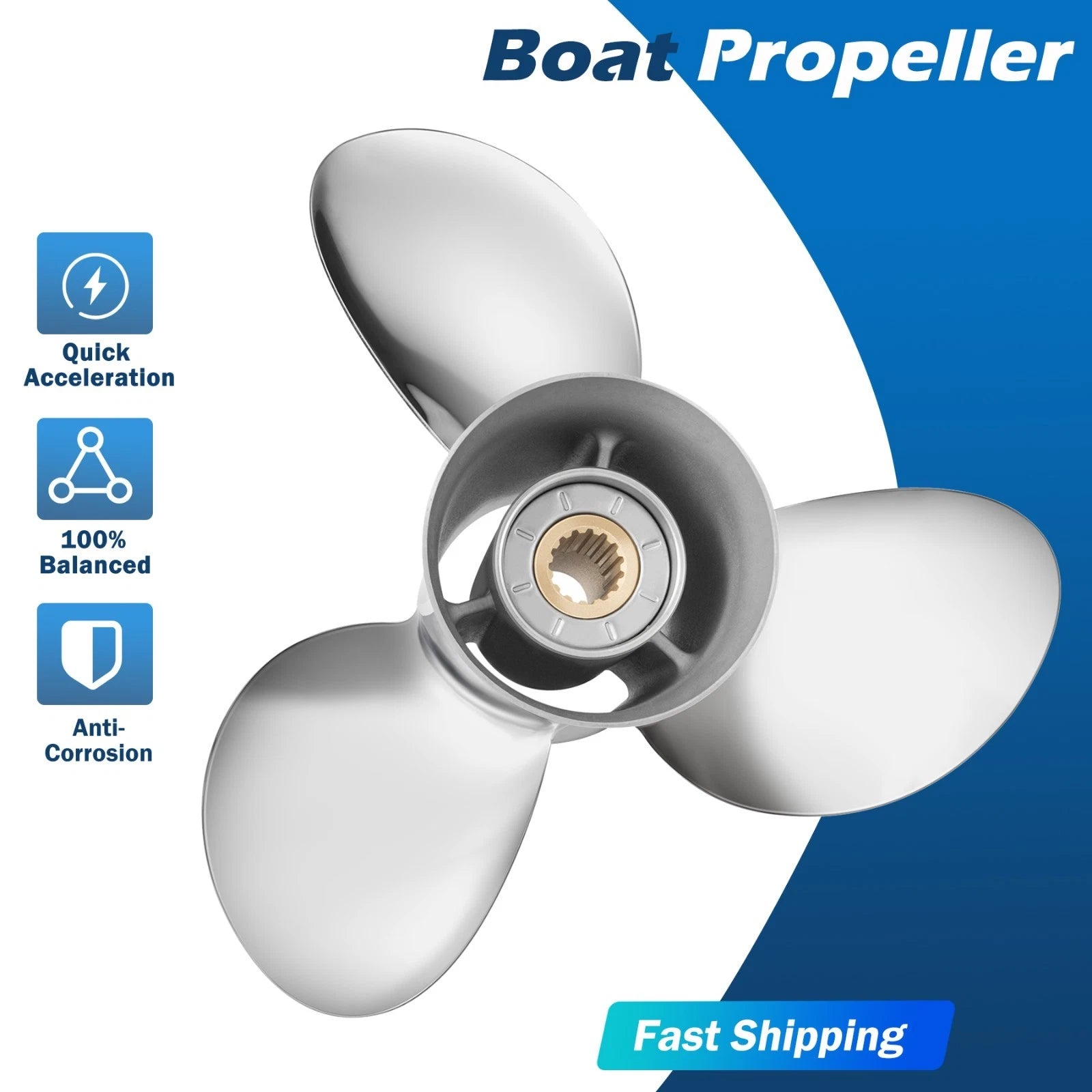 13 3/4x13 Stainless Boat Propeller for Honda BF 60-130HP (13.75x13, 15 Tooth)