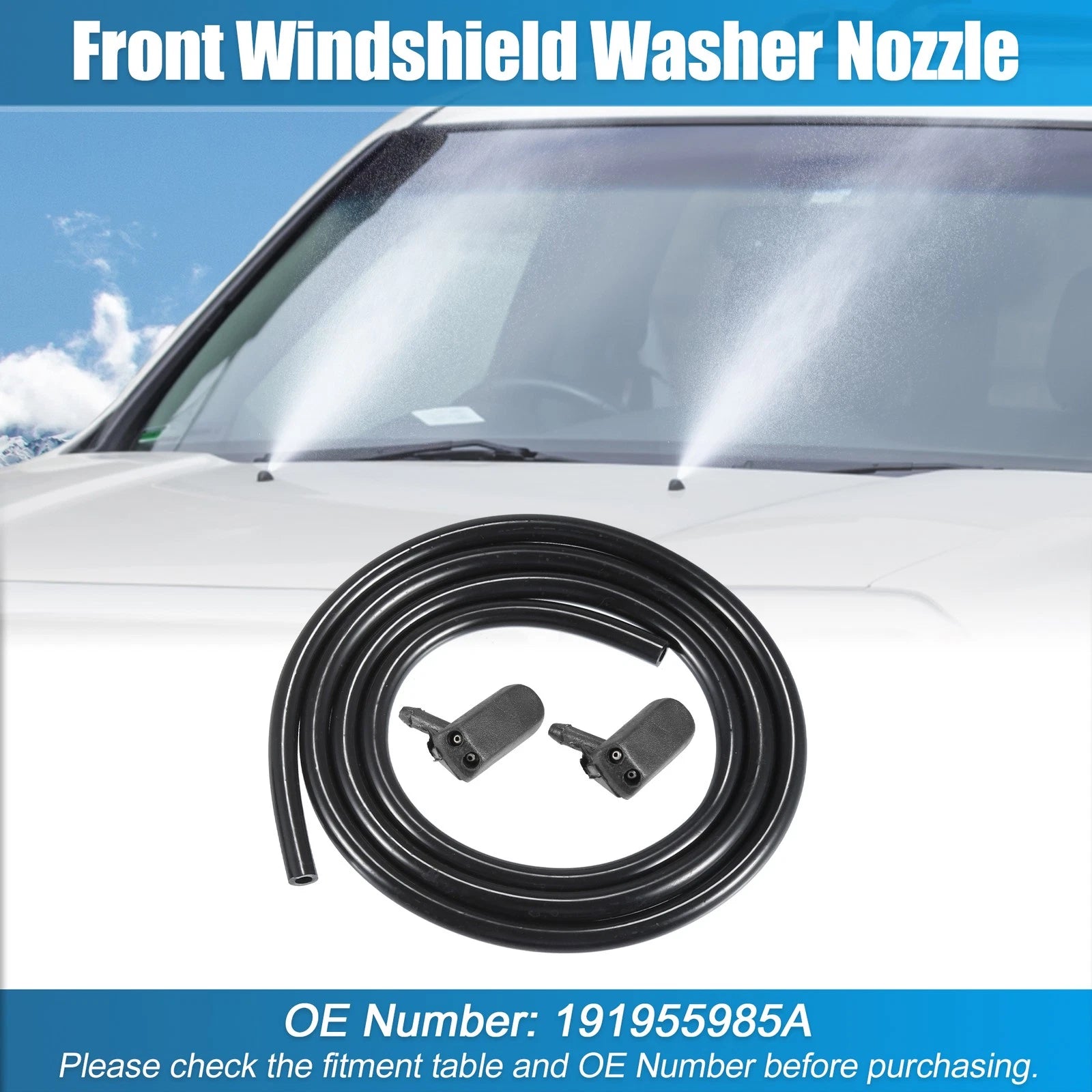 Set of 2 Windshield Washer Nozzles for Volkswagen (No. 191955985A)