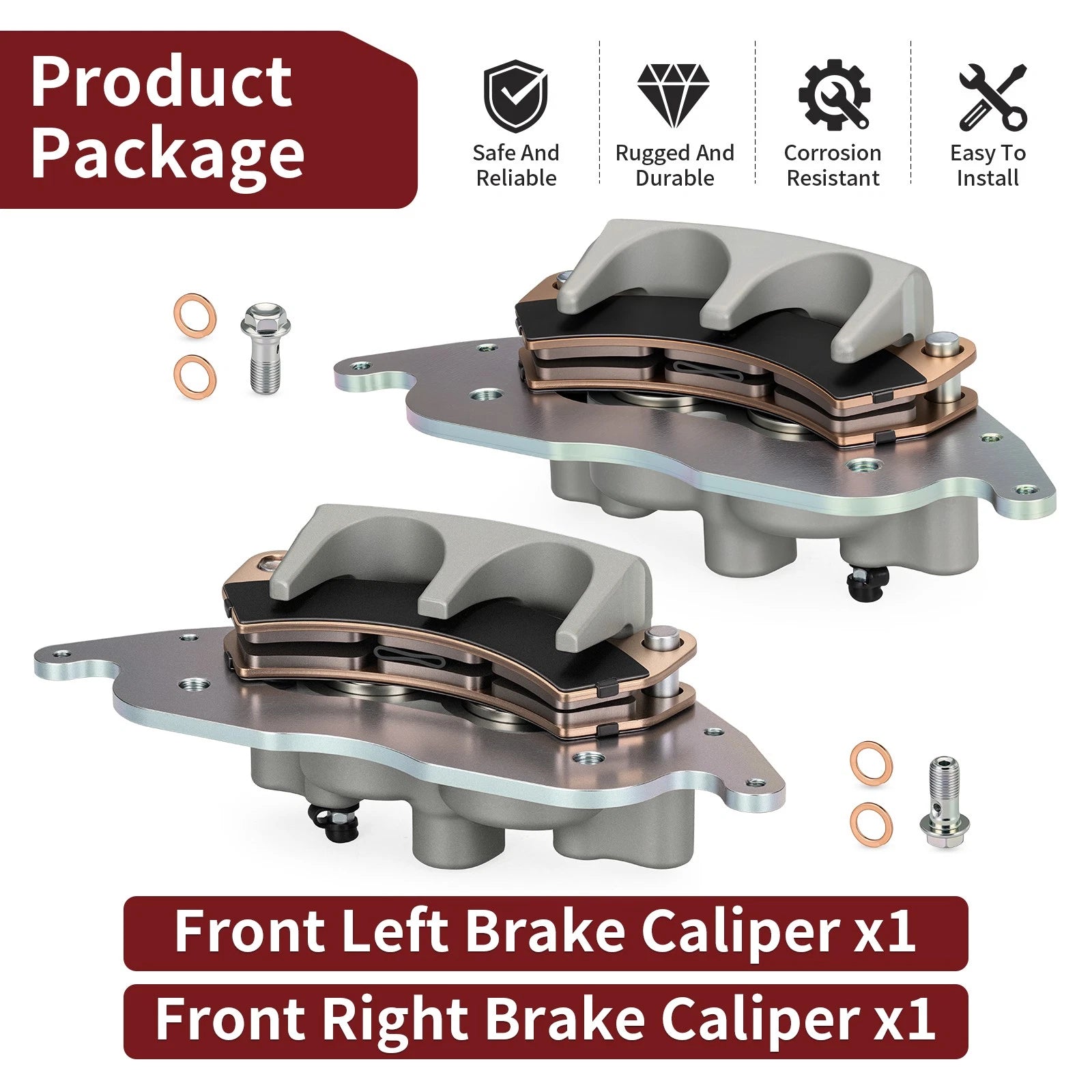 Set of 2 Front Brake Calipers with Pads for Polaris RZR PRO XP 4 (2020–2025)