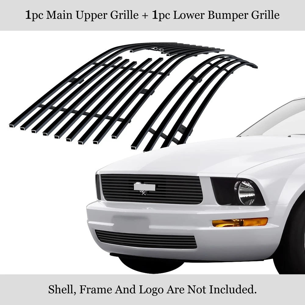 Stainless Steel Black Billet Grille Insert for Ford Mustang V6 (2005-2009)