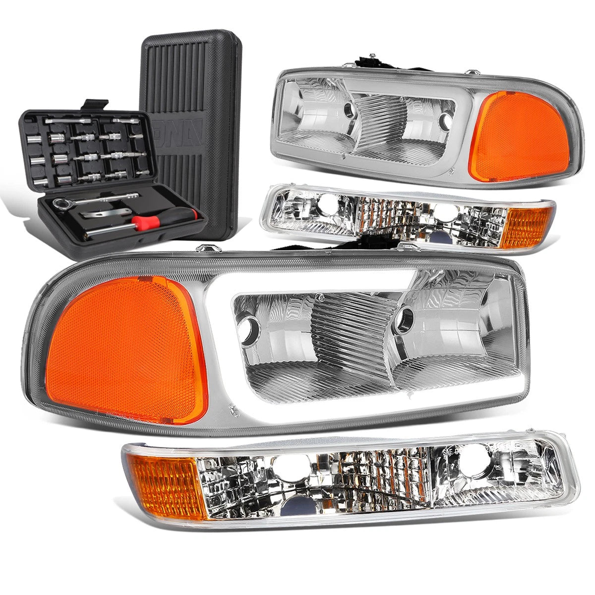 LED Bar Headlight Bumper Lamps for GMC Sierra Yukon (1999–2007)