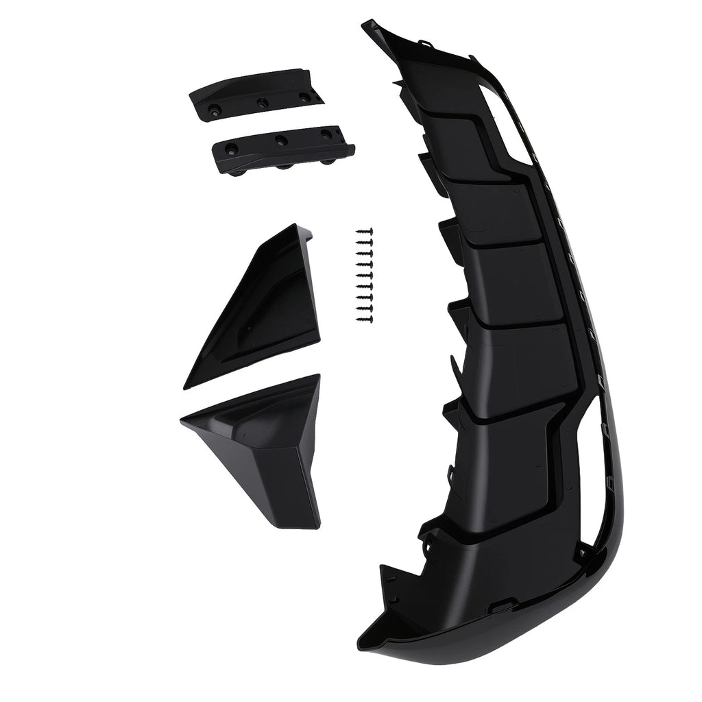Rear Bumper Lip Diffuser For 24-25 Tesla Model 3 W/Extensions Gloss Black