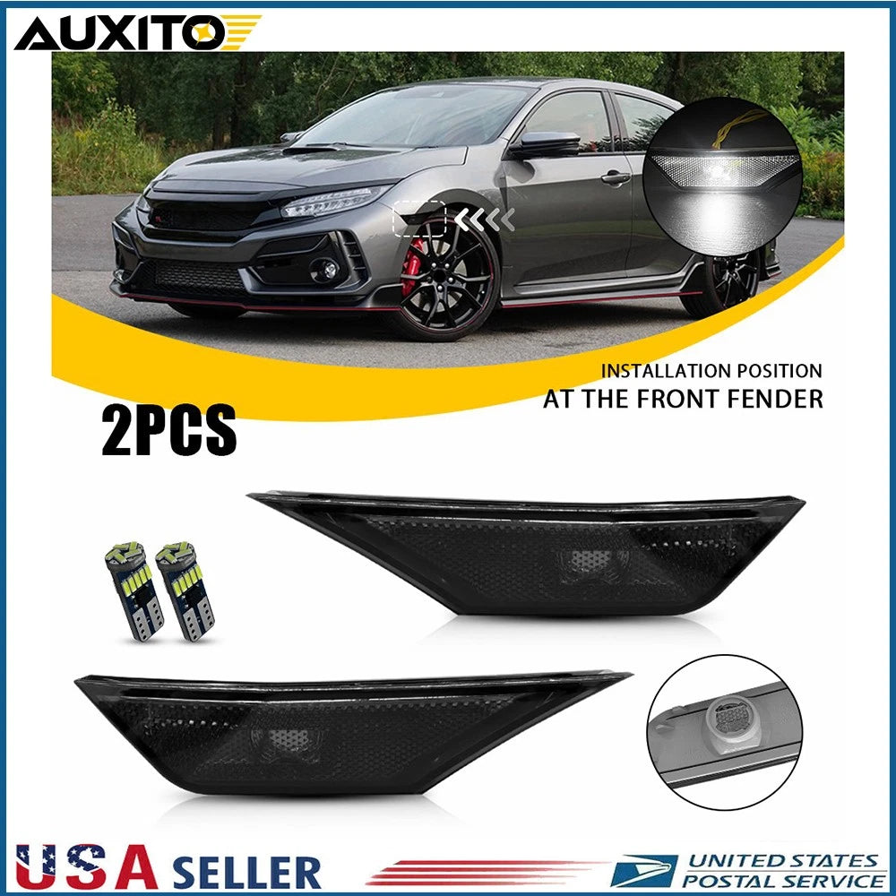 Smoke Tinted Lens Bumper Side Marker Lights for Honda Civic (2016–2021)
