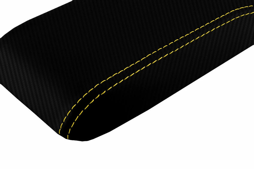 Console Lid Armrest Cover for Honda Prelude (1997–2001) Carbon Fiber Yellow Stitch