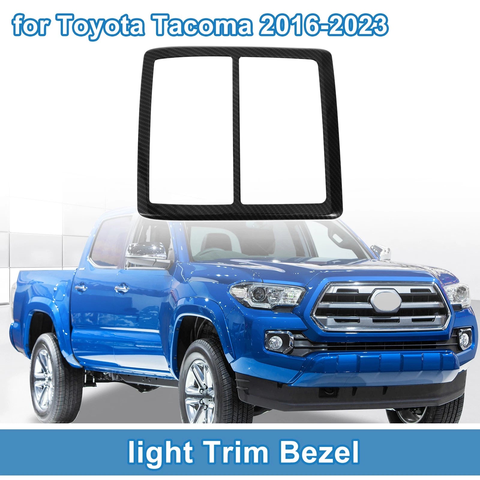 Front Row Headlight Trim Bezel for Toyota Tacoma (2016–2023) Carbon Fiber Black