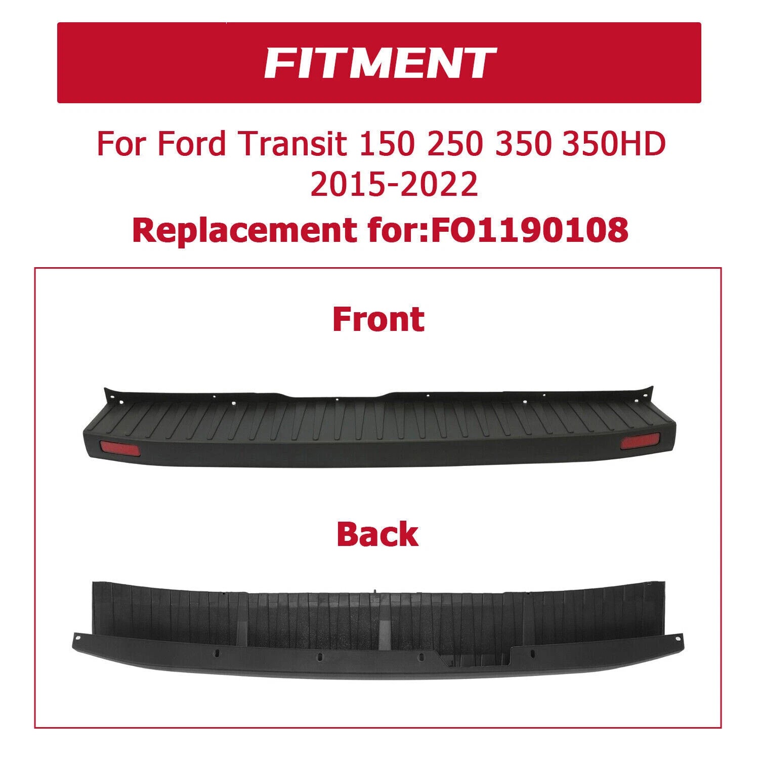 Rear Bumper Cover Top Pad for Ford Transit Pass Van 150/250/350 (2015–2022)