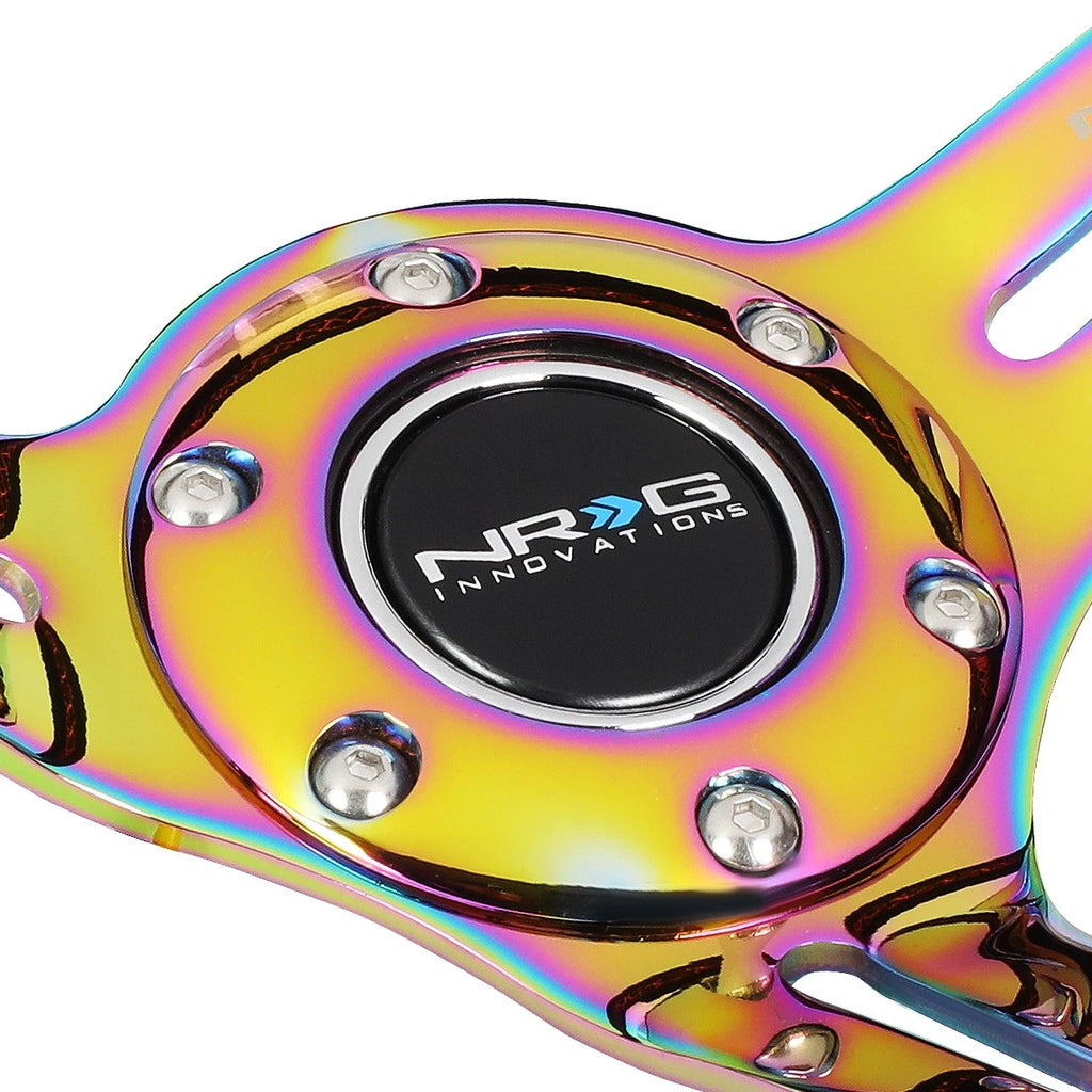 NRG 35cm 3" Deep Dish Neo Chrome Suede Steering Wheel for Universal (2010–2023)