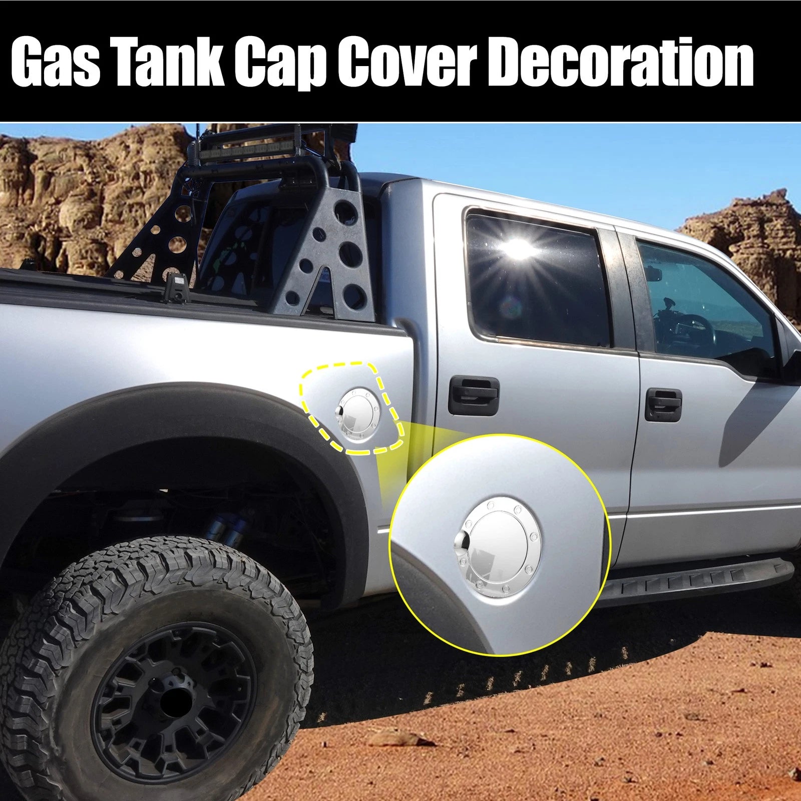 Fuel Tank Cover Door for Ford F-150 (2015–2020) Silver Tone