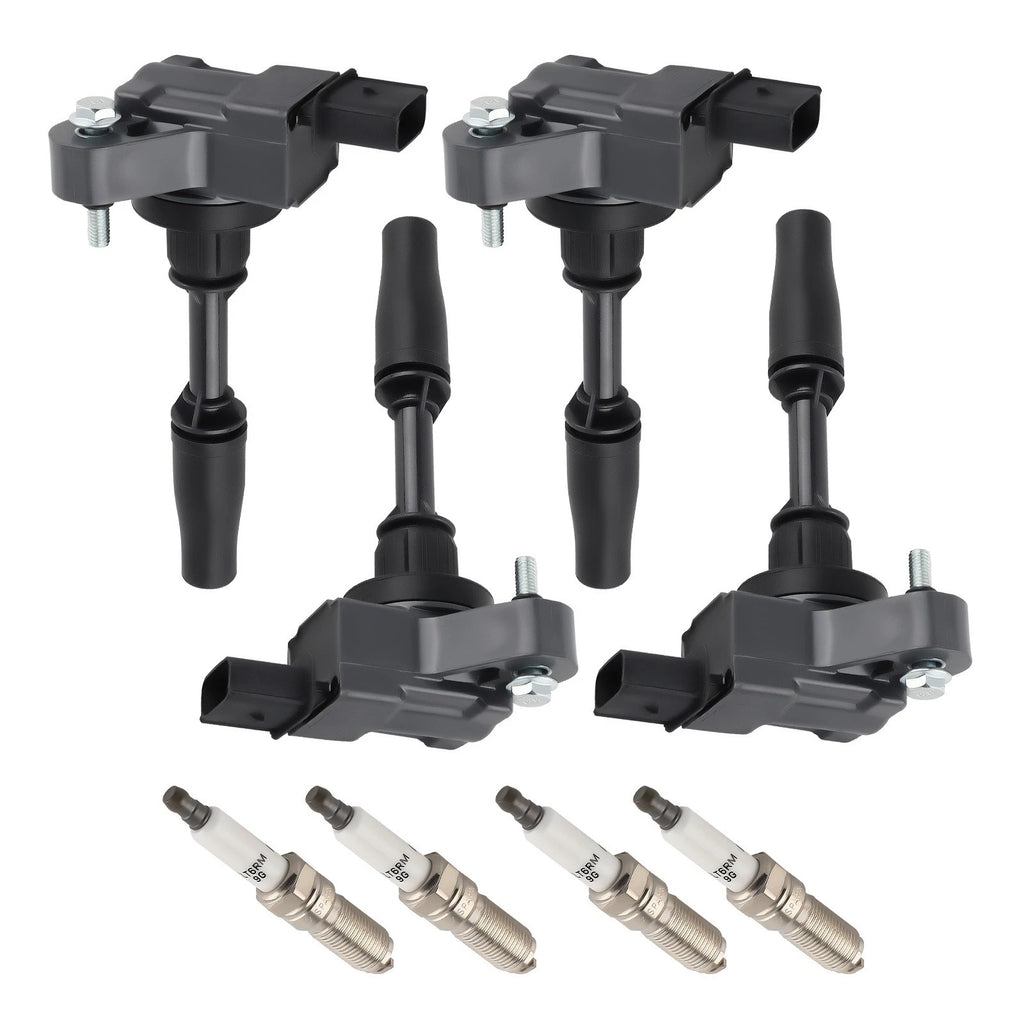 Set of 4 Ignition Coils + Spark Plugs for Cadillac ATS CT6 CTS L4 2.0L