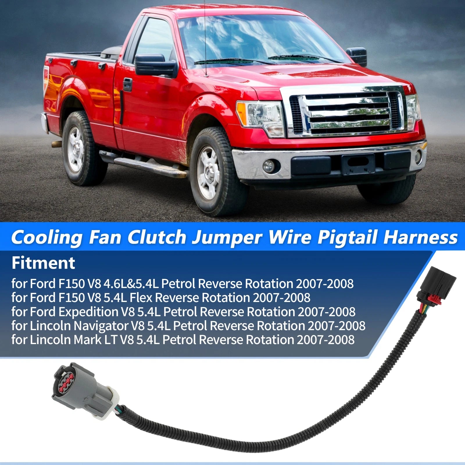 Cooling Fan Clutch Jumper Wire Pigtail Harness for Ford F150 (2004–2008)