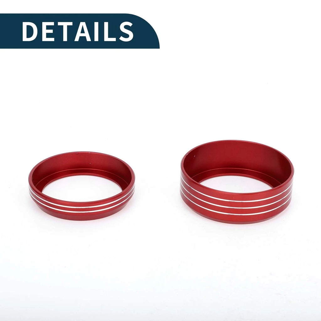 Set of 2 Media Volume Gear Shift Switch Knob Cover Ring for Ford Mach-E (2021–2024) Red