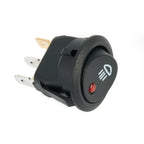 Fog Light Switch Round 12V Red LED 23mm On Off ABS Plastic
