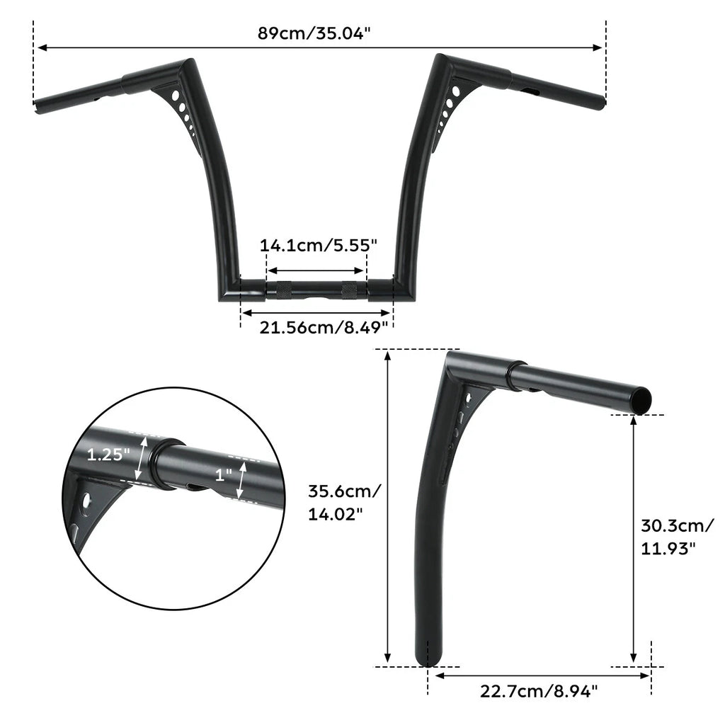 14" Rise Ape Hangers Handlebar for Harley FLST FXST Sportster (Custom)