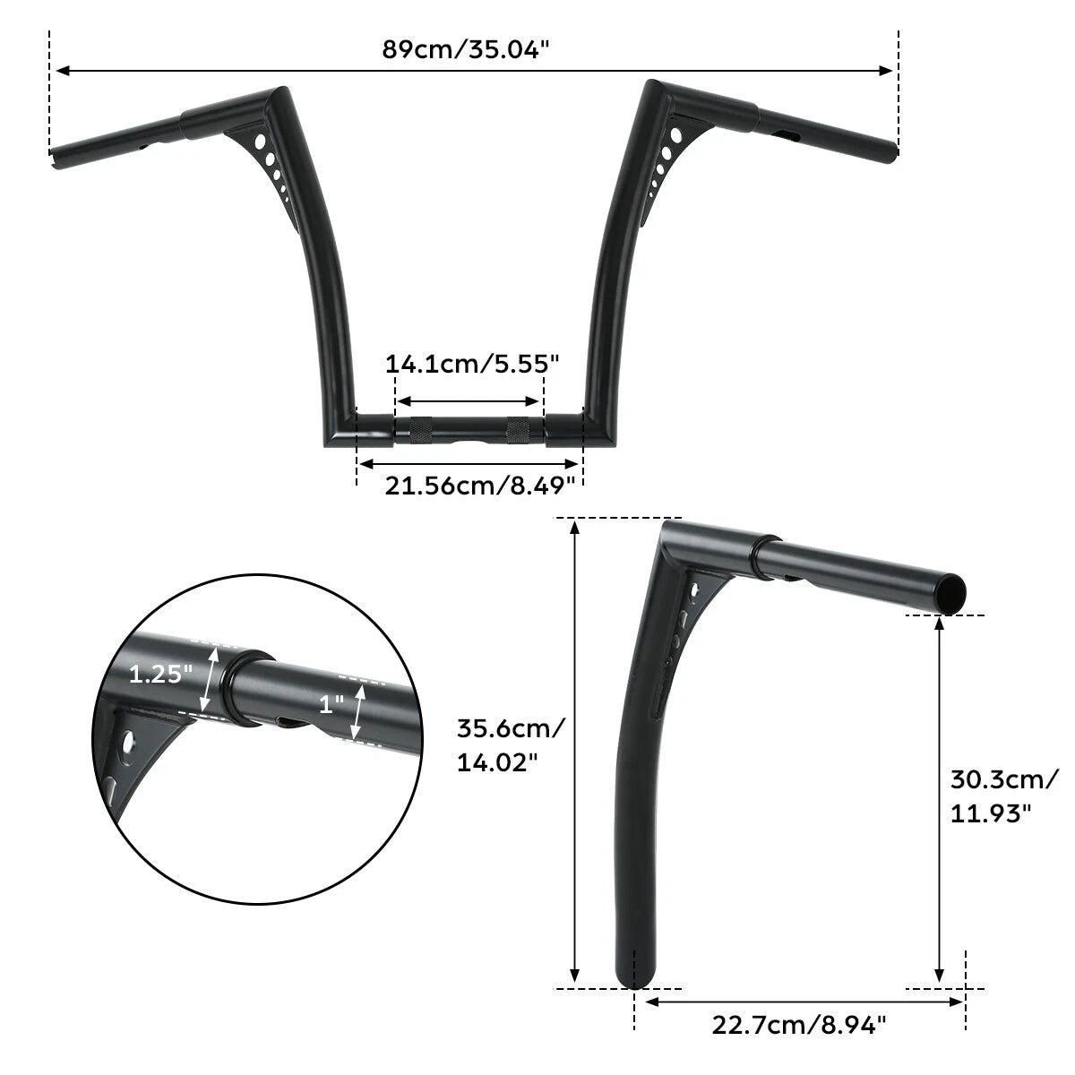 14" Rise Ape Hangers Handlebar for Harley FLST FXST Sportster (Custom)