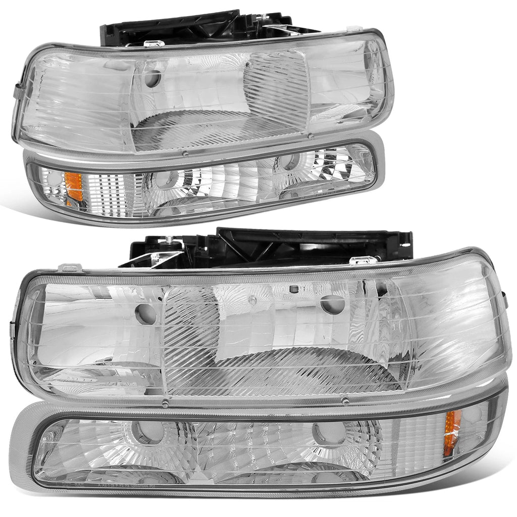 Chrome Crystal Headlight + Bumper + Black 3D LED Tail Light for Silverado (1999–2002)