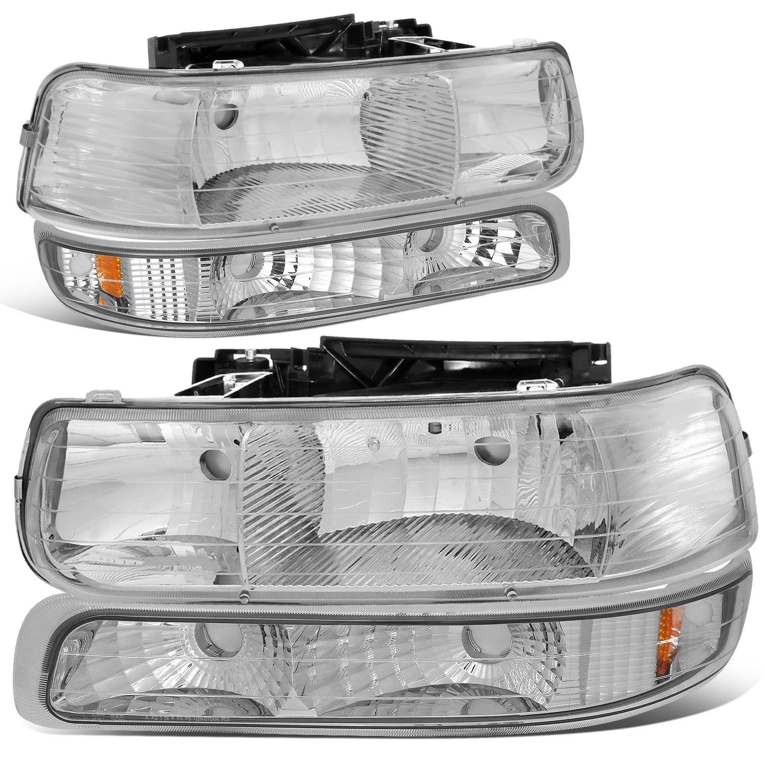 Chrome Crystal Headlight + Bumper + Black 3D LED Tail Light for Silverado (1999–2002)
