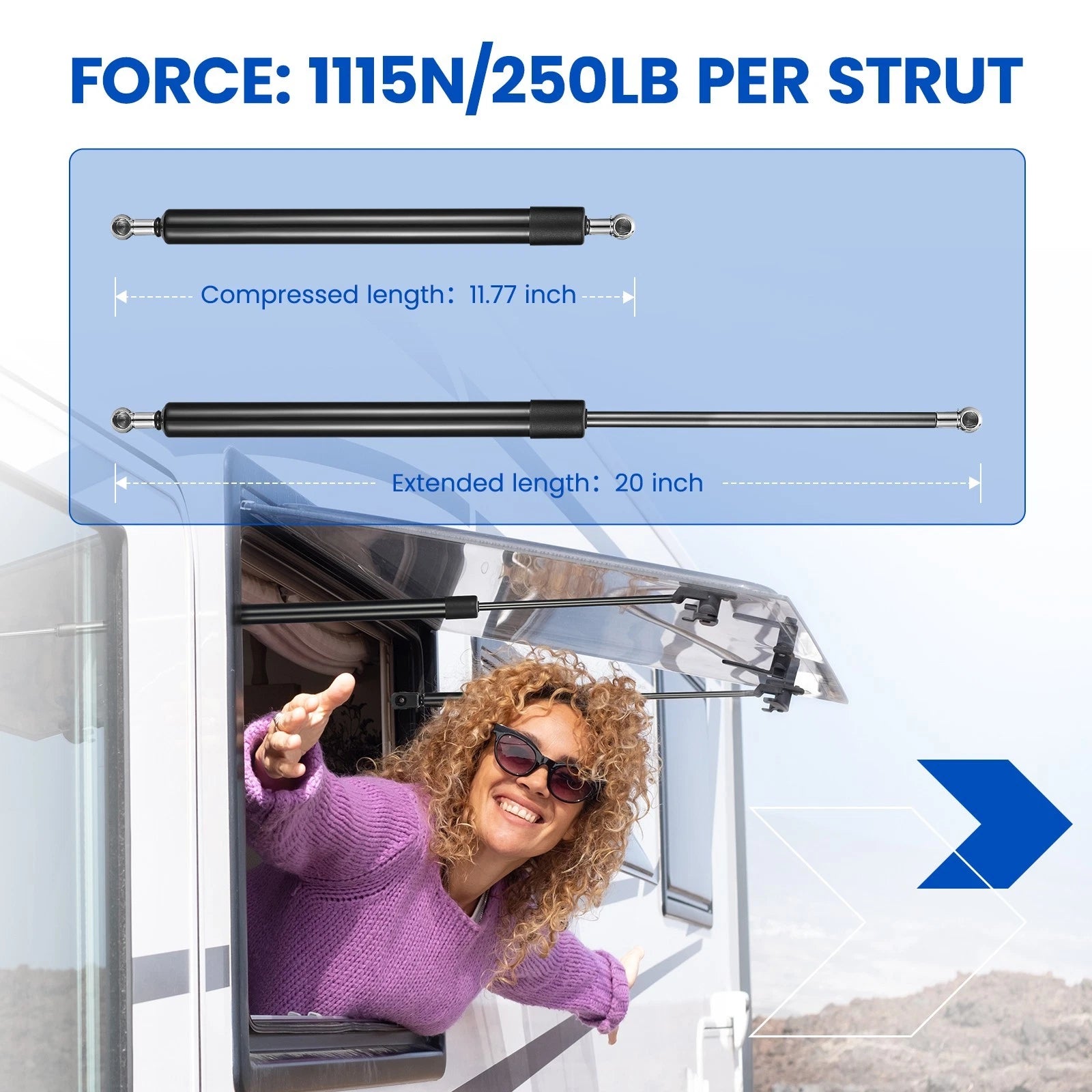 Gas Shock Struts Lift Support for Truck Topper Canopy (2012-2015)