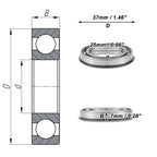 Deep Groove Ball Bearing 25x37x7mm for Scooter Skateboard (P0)