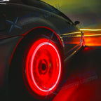 4pcs Red LED Tyre Air Valve Stem Caps Flashing Lights for Universal (-)