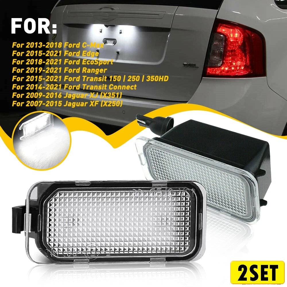 Set of 2 LED License Plate Lights for Ford Transit, Edge, C-MAX, Ranger, Jaguar XJ, XF