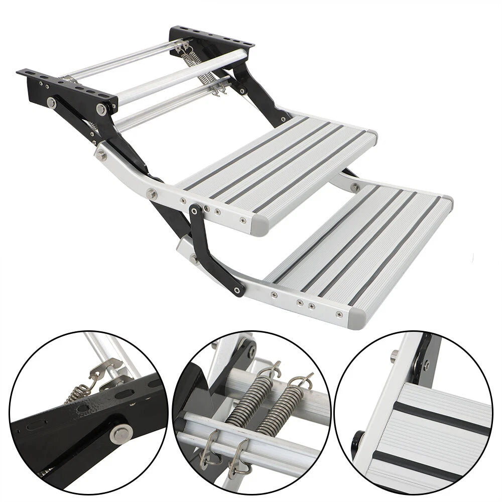 2X Retractable Two Step Platform Steps for RV Camper