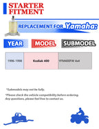 Starter for Yamaha Kodiak 400 4x4 YFM400F (1996–1998) with Relay & Ignition Switch