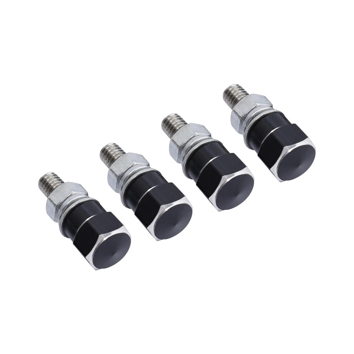 Set of 4 Aluminum Black & Silver Hex License Plate Frame Bolts for Harley Honda