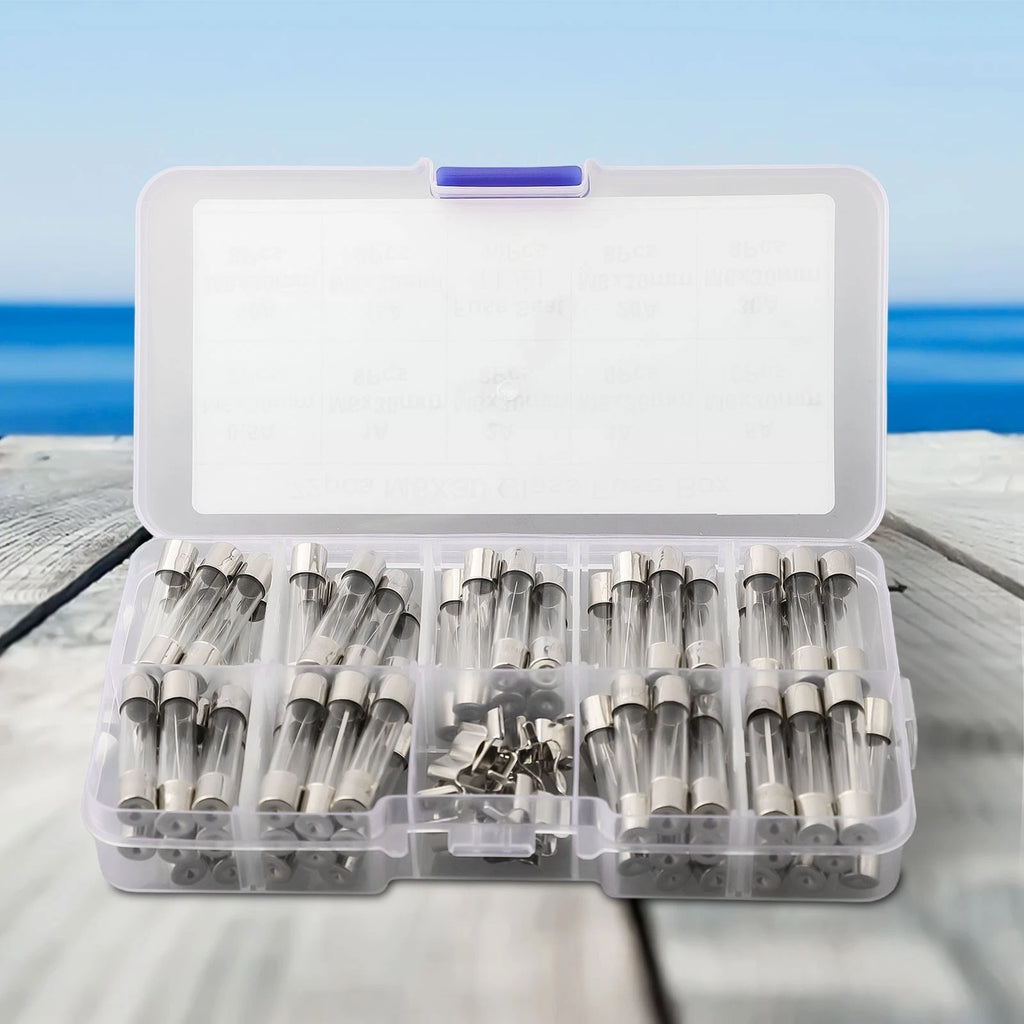 72 PCS Assorted Glass Tube Fuses for Cars (0.5A–30A)