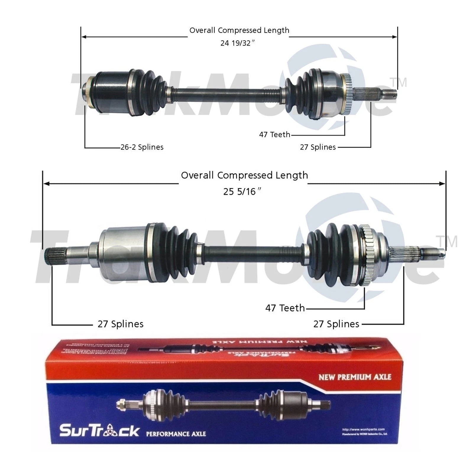Set of 2 CV Axle Shafts for Mitsubishi Dodge Stealth (1991–1996)