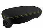 Leather Console Lid Armrest Cover for Kia Soul (2014–2019) Yellow Stitch