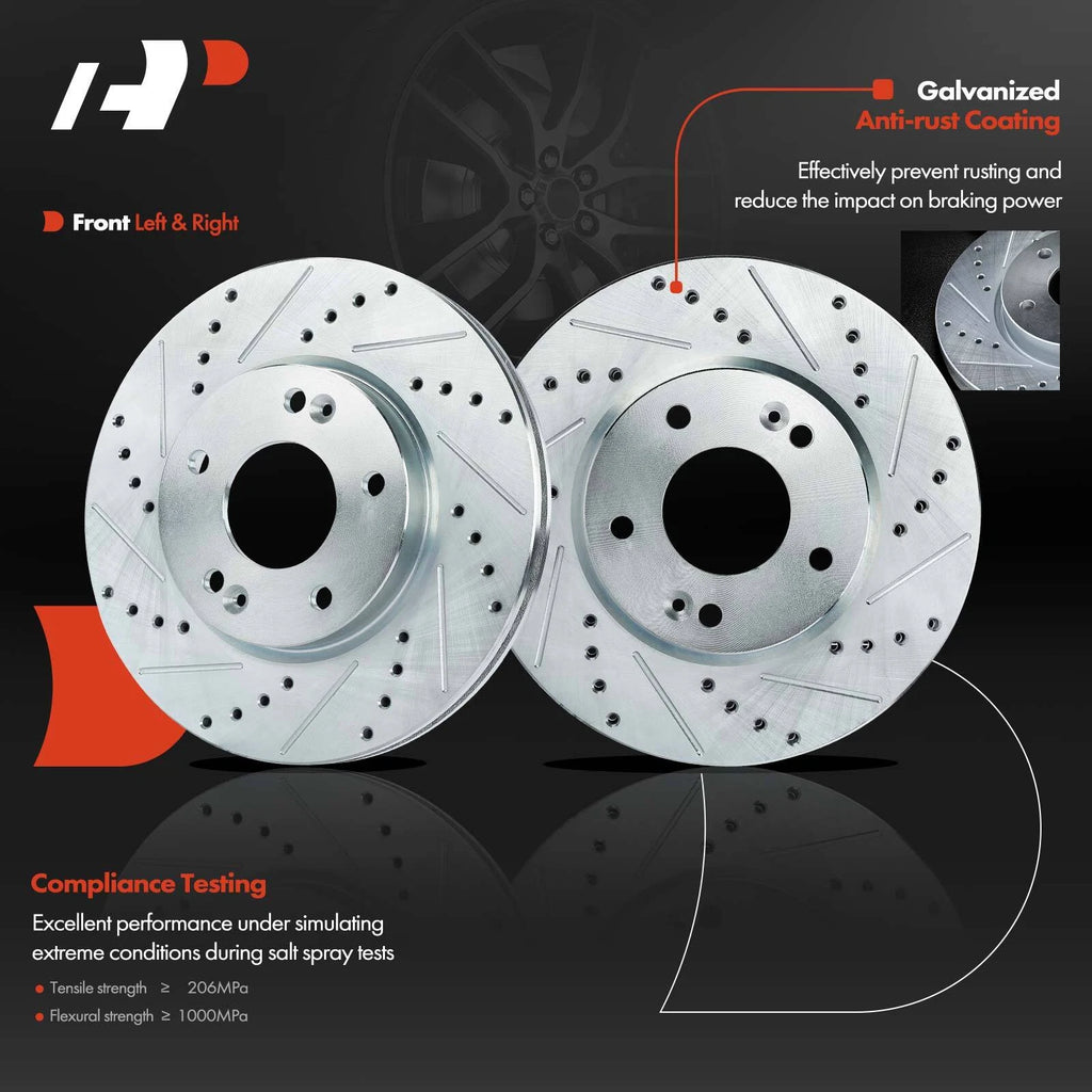Front Drilled Brake Rotors & Ceramic Pads for Hyundai Elantra (2011–2016)