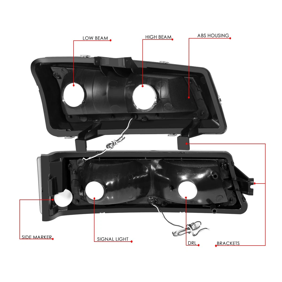 LED DRL Headlights with Mounting Brackets for Avalanche Silverado (2003–2007)